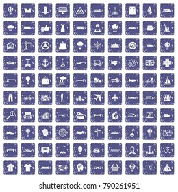 100 logistics icons set in grunge style sapphire color isolated on white background vector illustration