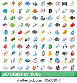 100 logistics icons set in isometric 3d style for any design vector illustration