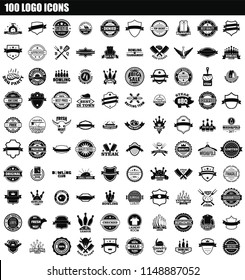 100 Logo-Elemente Icon Set. Einfache Menge von 100 Logo-Elementen, Vektorsymbole für Webdesign einzeln auf weißem Hintergrund