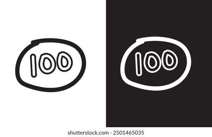 100 logo on  white and black background