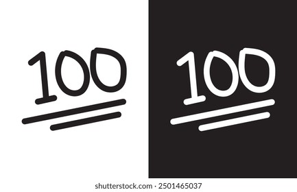 100 Logo auf weißem und schwarzem Hintergrund