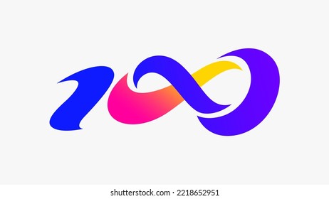 100 diseño de logotipo números de giro infinito concepto icono de fondo vectorial