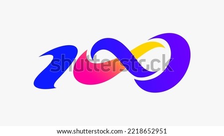 100 logotype design infinity twist numbers concept icon vector background