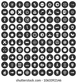 100 logotype icons set in simple style white on black circle color isolated on white background vector illustration