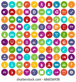 100 lorry icons set in different colors circle isolated vector illustration