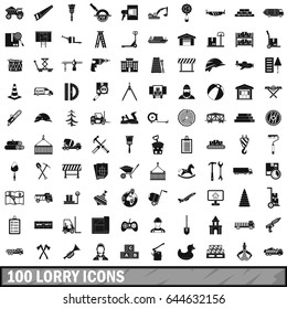 100 lorry icons set in simple style for any design vector illustration