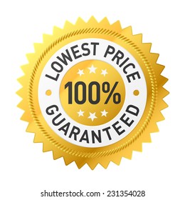 100% lowest price guaranteed sticker. Vector.