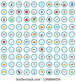 100 lunch icons set in cartoon style for any design vector illustration