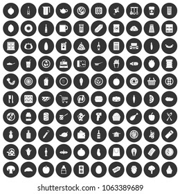 100 lunch icons set in simple style white on black circle color isolated on white background vector illustration