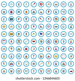 100 magic icons set. Cartoon illustration of 100 magic vector icons isolated on white background