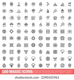 100 magic icons set. Outline illustration of 100 magic icons vector set isolated on white background