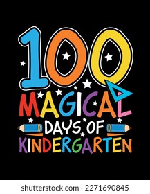 100 Magische Tage des Kindergarten-T-Shirt-Designs