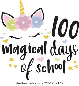 100 Magical days of school t-shirt design