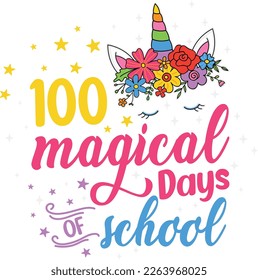 100 Magical days of school t-shirt design