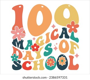 100 Jornadas mágicas de camiseta escolar, 100 Días de retro, 100 días de camiseta escolar, retro 100 camiseta escolar, camiseta de celebración escolar, camiseta de profesor retro de 100 días, archivo de corte para crucigrama