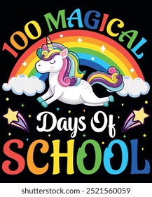 100 magical days of school tshirt design vector illustration