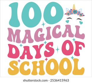 100 días mágicos de la escuela camiseta, 100 días de escuela retro Svg, 100 días de camiseta, bienvenida de vuelta a la escuela, 100 días de escuela camiseta niño, 100 días de camisa
