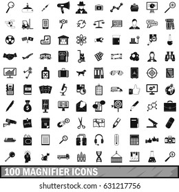 100 magnifier icons set in simple style for any design vector illustration