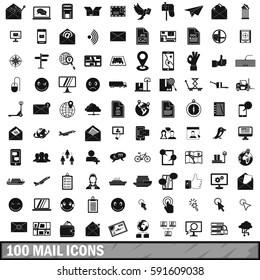 100 mail icons set in simple style for any design vector illustration