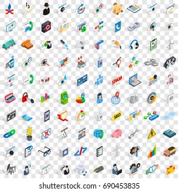 100 mains icons set in isometric 3d style for any design vector illustration