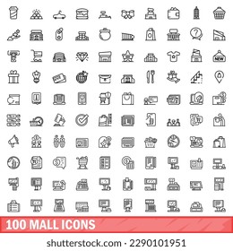 100 mall icons set. Outline illustration of 100 mall icons vector set isolated on white background