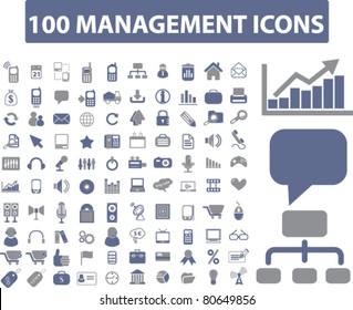 100 management icons, vector