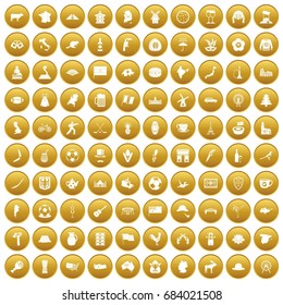 100 map icons set gold