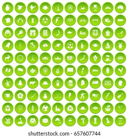 100 map icons set green circle isolated on white background vector illustration
