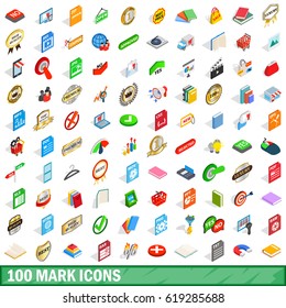 100 mark icons set in isometric 3d style for any design vector illustration