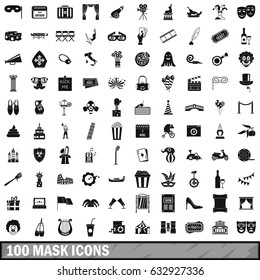 100 mask icons set in simple style for any design vector illustration