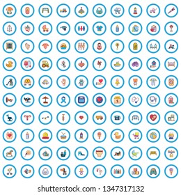 100 maternity leave icons set. Cartoon illustration of 100 maternity leave vector icons isolated on white background