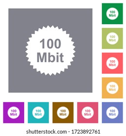 Iconos planos de tipo adhesivo de 100 mbit en fondos cuadrados de color sencillos