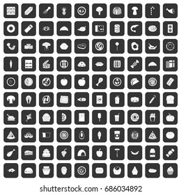 100 meal icons set in black color isolated vector illustration