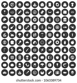 100 meal icons set in simple style white on black circle color isolated on white background vector illustration