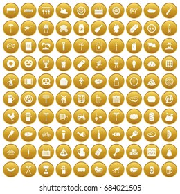 100 meat icons set gold