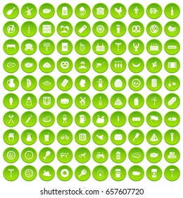 100 meat icons set green circle isolated on white background vector illustration