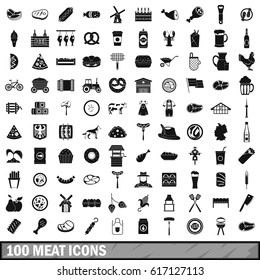 100 meat icons set in simple style for any design vector illustration