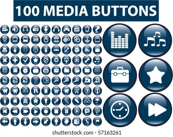 100 Medientasten. Vektorgrafik