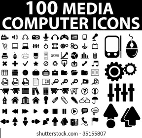 100 media & computer icons. vector