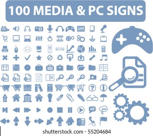 100 señales de medios y computadoras. vector