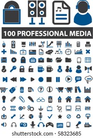 100 media & computer signs. vector