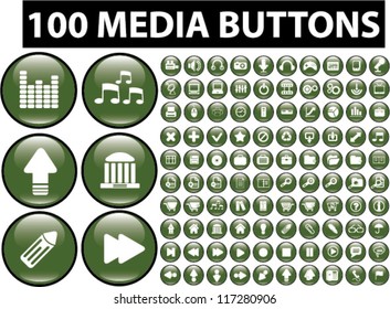 100 Medienglanz-Schaltflächen-Set, Vektorgrafik