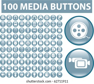 100 botones de brillo de medios. vector