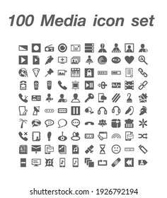 100 vector conjunto de iconos de medios