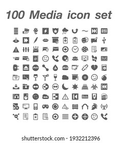 100 Media icon set Vector
