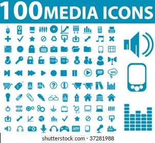 100 media icons. vector