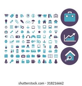 100 media, internet, web signs, icons, vector