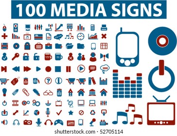 100 Medienzeichen. Vektorgrafik