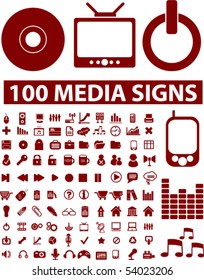 100 carteles en los medios. vector