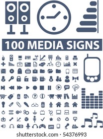 100 Medienzeichen. Vektorgrafik